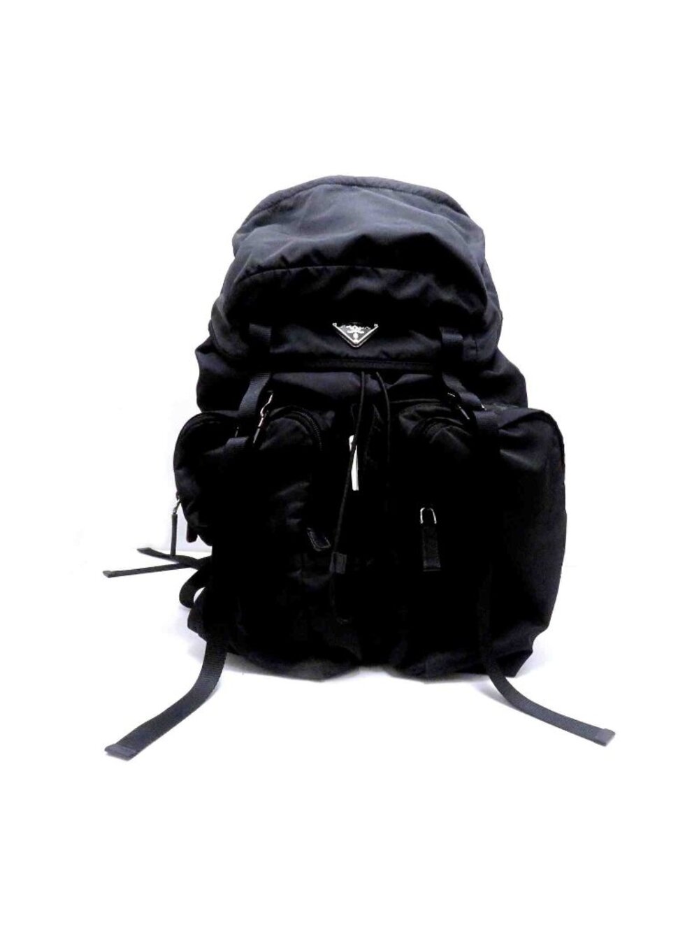 Prada Re-Nylon Saffiano Leather Backpack Black Silver Ny Nylon